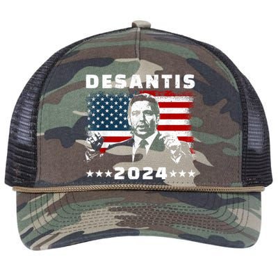 Ron DeSantis For President 2024 Election Proud Republican Retro Rope Trucker Hat Cap