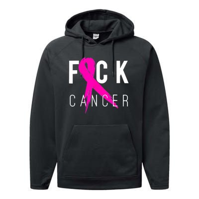 Retro Distressed Fuck Cancer Breast Cancer Awareness Performance Fleece Hoodie