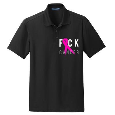 Retro Distressed Fuck Cancer Breast Cancer Awareness Dry Zone Grid Polo