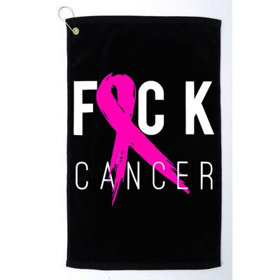 Retro Distressed Fuck Cancer Breast Cancer Awareness Golf Towel