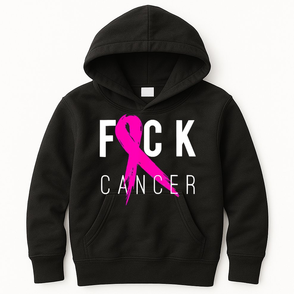 Retro Distressed Fuck Cancer Breast Cancer Awareness Kids Hoodie