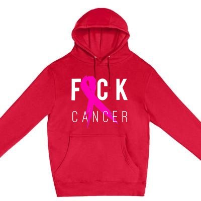 Retro Distressed Fuck Cancer Breast Cancer Awareness Premium Pullover Hoodie