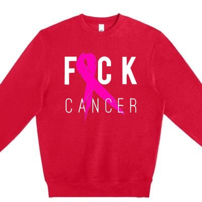 Retro Distressed Fuck Cancer Breast Cancer Awareness Premium Crewneck Sweatshirt