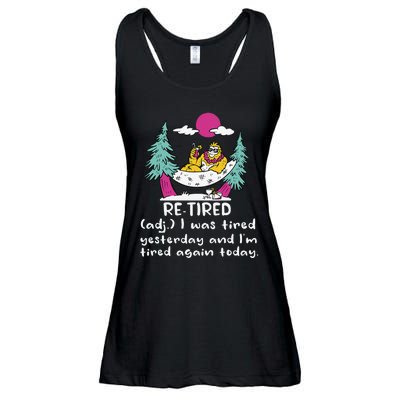 Retired Definition Funny Summer Vacation Bigfoot In Hammock Ladies Essential Flowy Tank