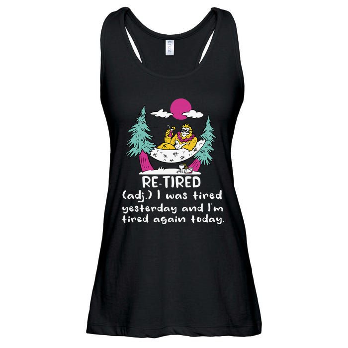 Retired Definition Funny Summer Vacation Bigfoot In Hammock Ladies Essential Flowy Tank