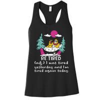 Retired Definition Funny Summer Vacation Bigfoot In Hammock Women's Racerback Tank