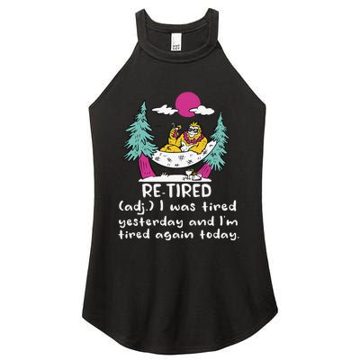 Retired Definition Funny Summer Vacation Bigfoot In Hammock Women's Perfect Tri Rocker Tank