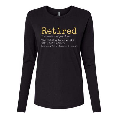 Retired Definition Funny Retirement Gag Womens Cotton Relaxed Long Sleeve T-Shirt