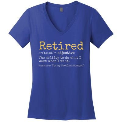 Retired Definition Funny Retirement Gag Women's V-Neck T-Shirt