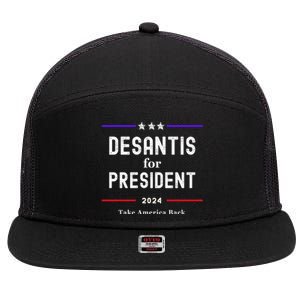 Ron Desantis For President 2024 7 Panel Mesh Trucker Snapback Hat