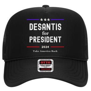 Ron Desantis For President 2024 High Crown Mesh Back Trucker Hat