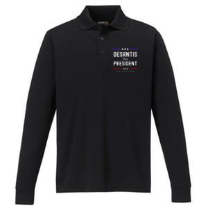 Ron Desantis For President 2024 Performance Long Sleeve Polo