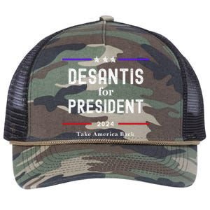 Ron Desantis For President 2024 Retro Rope Trucker Hat Cap