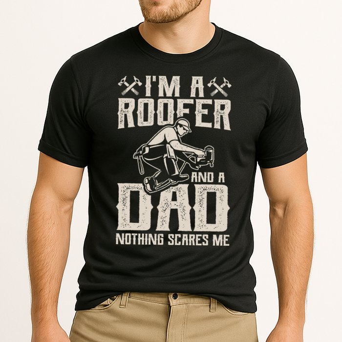 Roofer Dad Funny Roofing Novelty Cooling Performance Crew T-Shirt