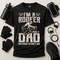 Roofer Dad Funny Roofing Novelty Cooling Performance Crew T-Shirt