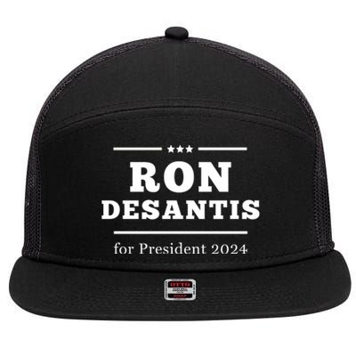 Ron Desantis For President 2024 7 Panel Mesh Trucker Snapback Hat