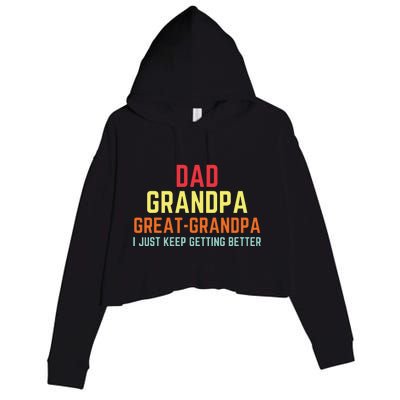 Retro Dad Grandpa Great Grandpa Crop Fleece Hoodie