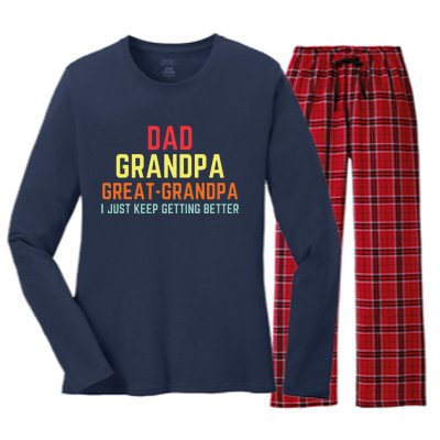 Retro Dad Grandpa Great Grandpa Women's Long Sleeve Flannel Pajama Set 