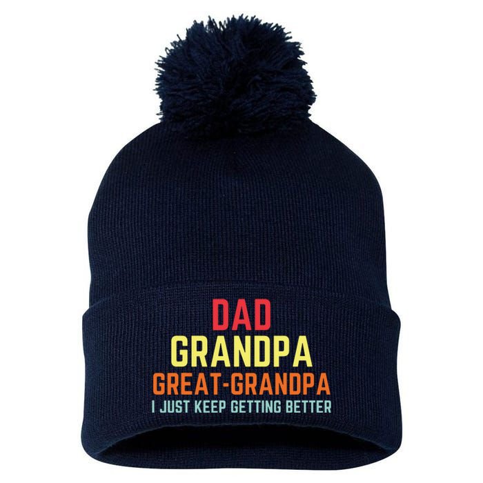 Retro Dad Grandpa Great Grandpa Pom Pom 12in Knit Beanie