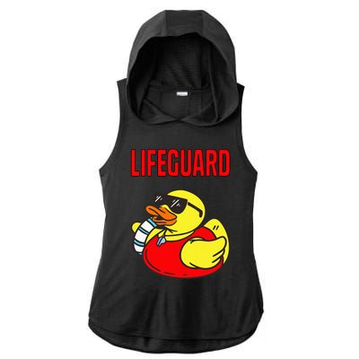 Rubber Duck Graphic Parody Lifeguard Ladies PosiCharge Tri-Blend Wicking Draft Hoodie Tank