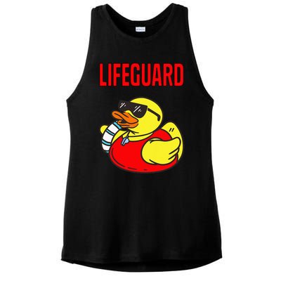 Rubber Duck Graphic Parody Lifeguard Ladies PosiCharge Tri-Blend Wicking Tank