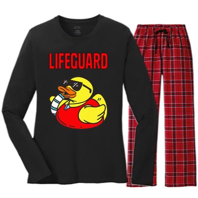 Rubber Duck Graphic Parody Lifeguard Women's Long Sleeve Flannel Pajama Set 