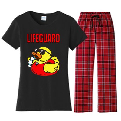 Rubber Duck Graphic Parody Lifeguard Women's Flannel Pajama Set