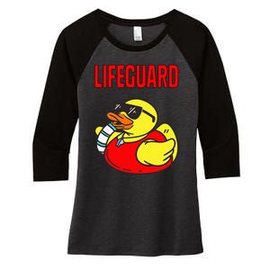 Rubber Duck Graphic Parody Lifeguard Women's Tri-Blend 3/4-Sleeve Raglan Shirt