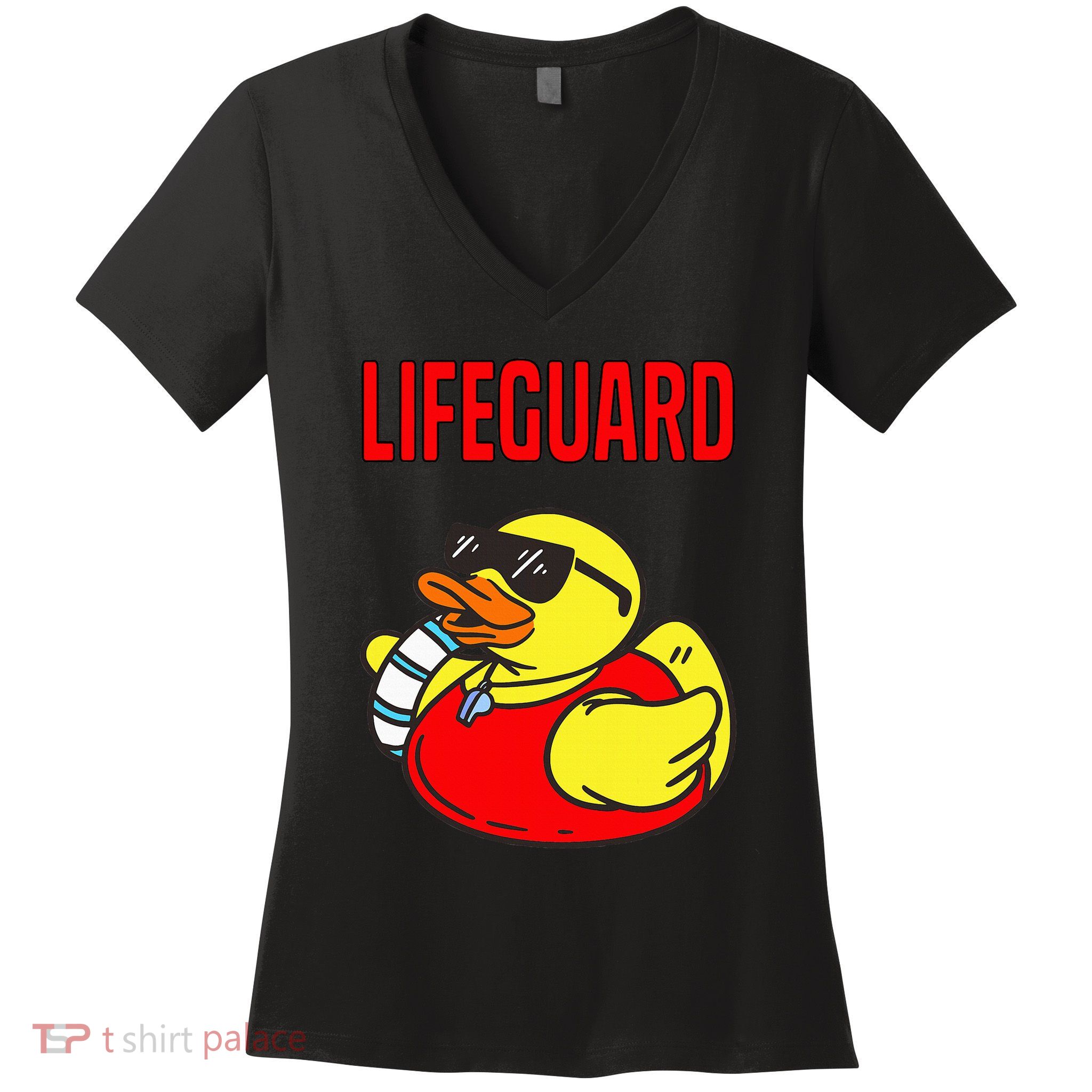 Rubber Duck Graphic Parody Lifeguard Women's V-Neck T-Shirt