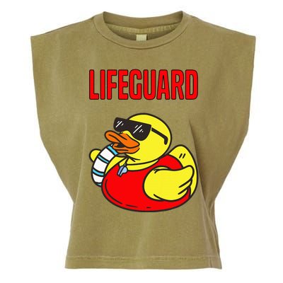 Rubber Duck Graphic Parody Lifeguard Garment-Dyed Women's Muscle Tee