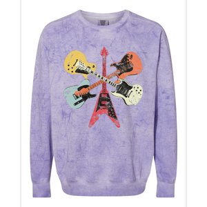 Retro Distressed Guitar Collection Rock Music Fan Colorblast Crewneck Sweatshirt