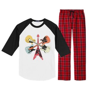 Retro Distressed Guitar Collection Rock Music Fan Raglan Sleeve Pajama Set