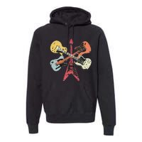 Retro Distressed Guitar Collection Rock Music Fan Premium Hoodie