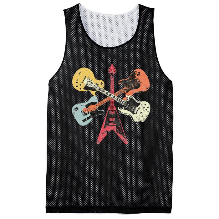 Retro Distressed Guitar Collection Rock Music Fan Mesh Reversible Basketball Jersey Tank