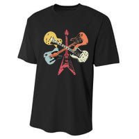 Retro Distressed Guitar Collection Rock Music Fan Performance Sprint T-Shirt