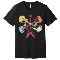 Retro Distressed Guitar Collection Rock Music Fan Premium T-Shirt