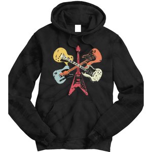 Retro Distressed Guitar Collection Rock Music Fan Tie Dye Hoodie