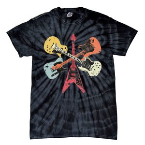 Retro Distressed Guitar Collection Rock Music Fan Tie-Dye T-Shirt