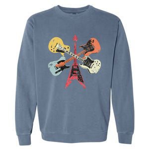 Retro Distressed Guitar Collection Rock Music Fan Garment-Dyed Sweatshirt