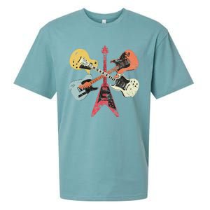 Retro Distressed Guitar Collection Rock Music Fan Sueded Cloud Jersey T-Shirt