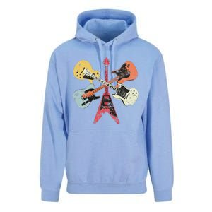 Retro Distressed Guitar Collection Rock Music Fan Unisex Surf Hoodie