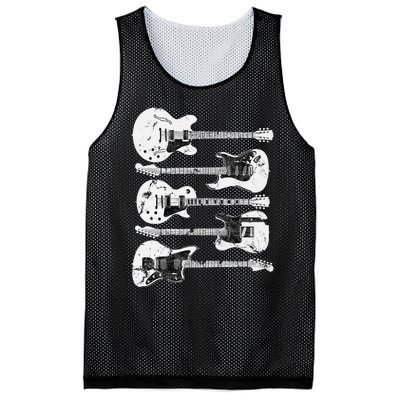 Retro Distressed Guitar Collection Rock Music Fan Mesh Reversible Basketball Jersey Tank