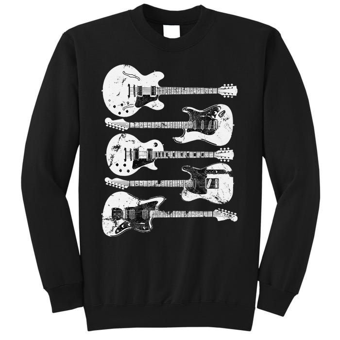 Retro Distressed Guitar Collection Rock Music Fan Tall Sweatshirt