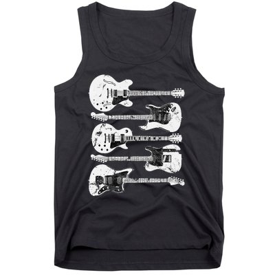 Retro Distressed Guitar Collection Rock Music Fan Tank Top