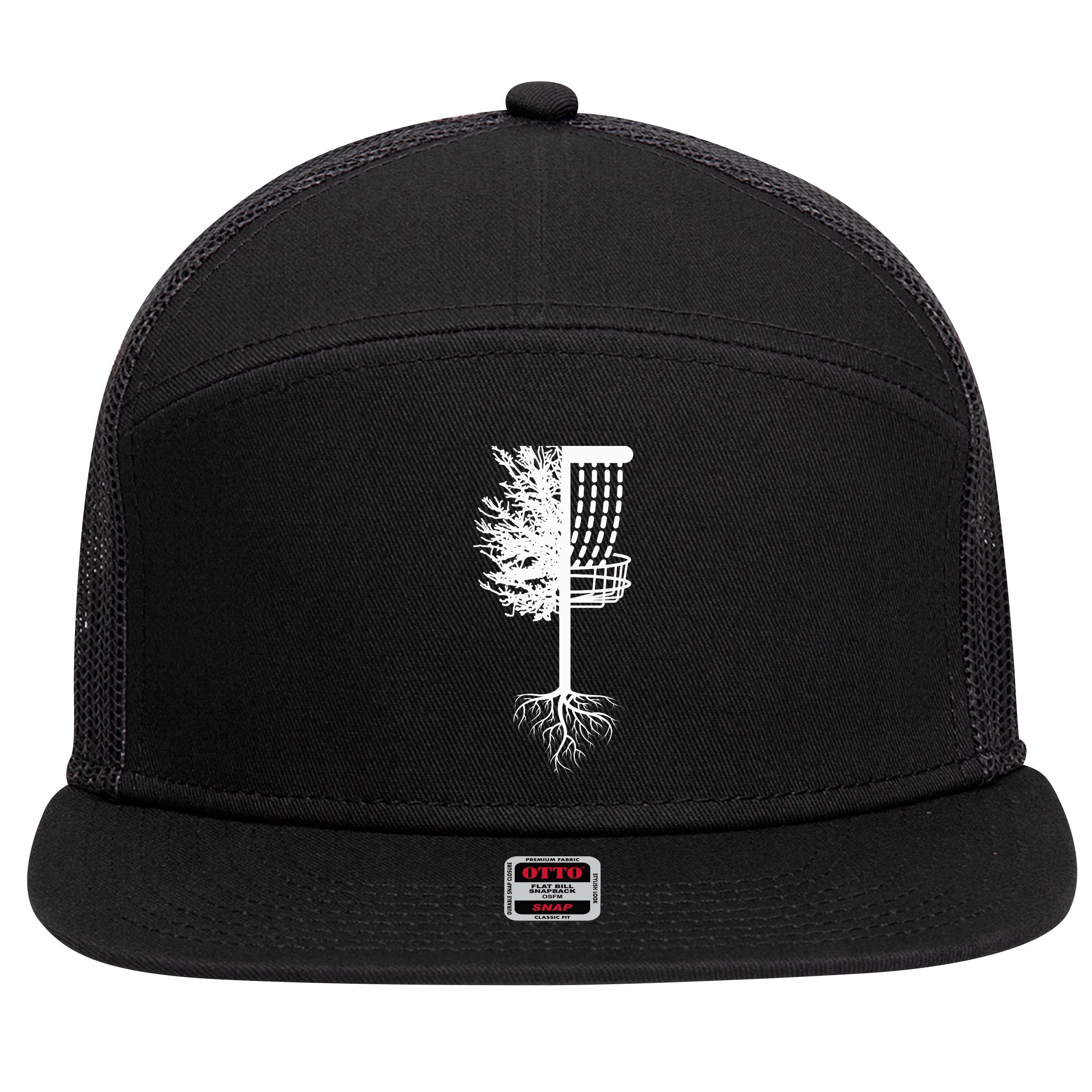 Retro Disc Golf Basket Tree Frisbee Golf Matching 7 Panel Mesh Trucker Snapback Hat