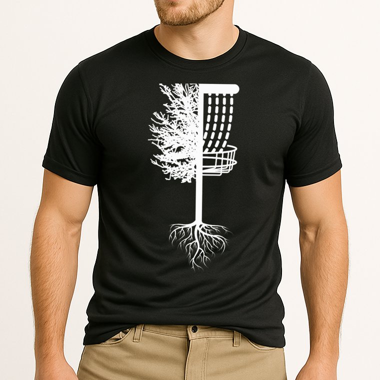 Retro Disc Golf Basket Tree Frisbee Golf Matching Cooling Performance Crew T-Shirt