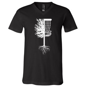 Retro Disc Golf Basket Tree Frisbee Golf Matching V-Neck T-Shirt