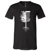 Retro Disc Golf Basket Tree Frisbee Golf Matching V-Neck T-Shirt