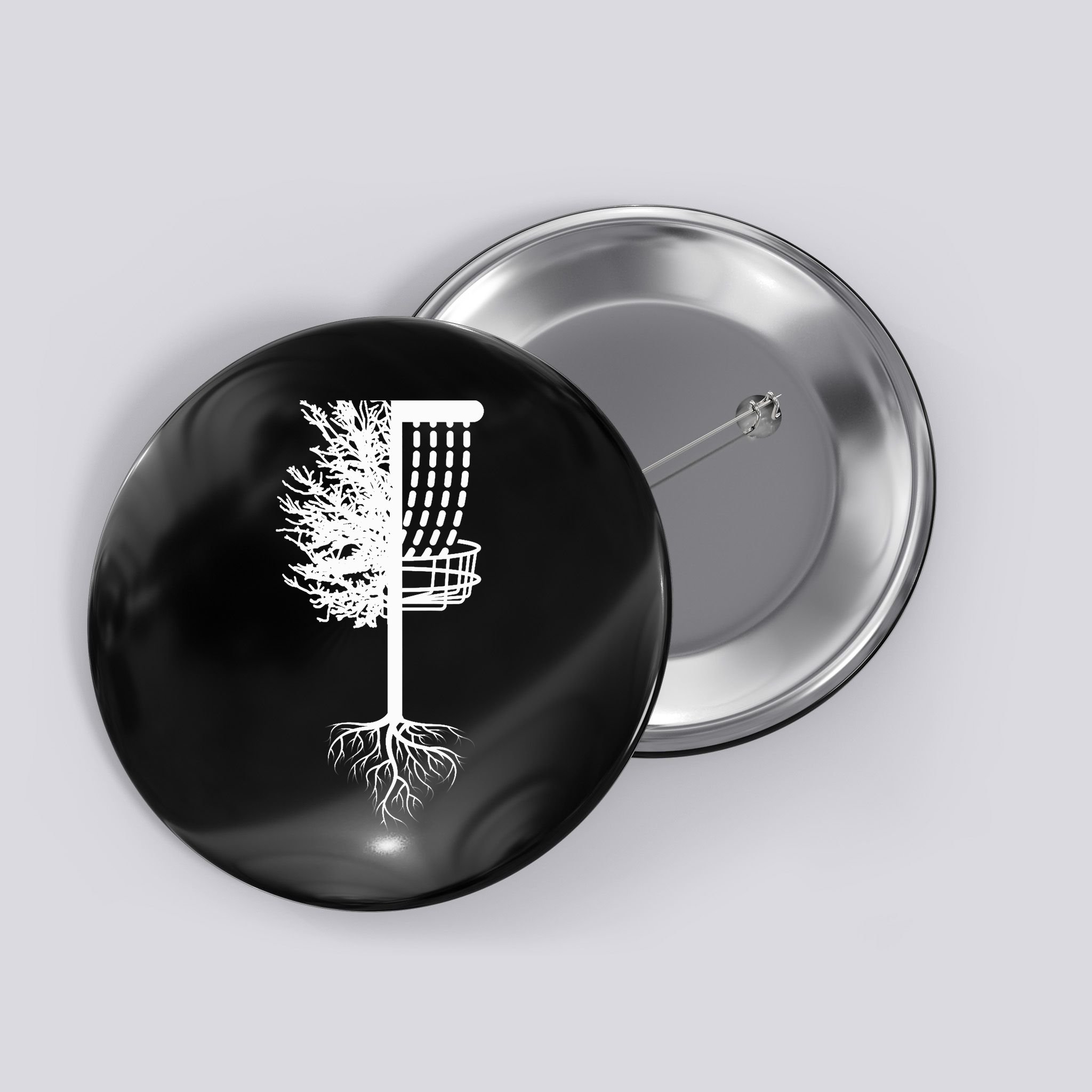 Retro Disc Golf Basket Tree Frisbee Golf Matching Button