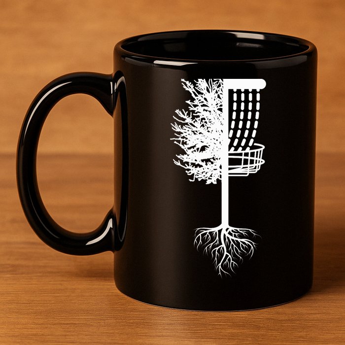 Retro Disc Golf Basket Tree Frisbee Golf Matching 11oz C Handle Ceramic Mug